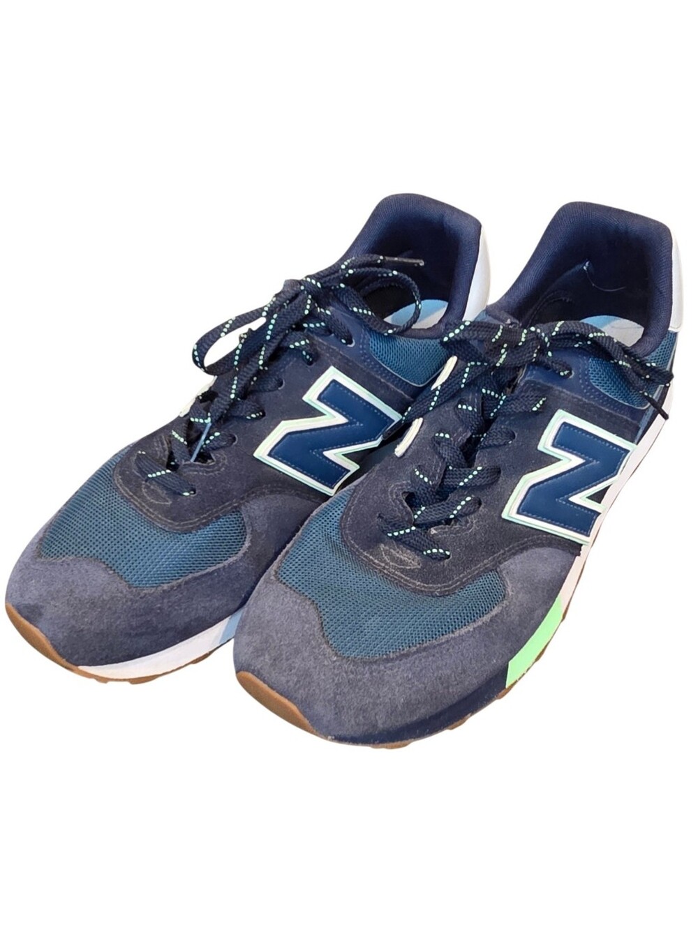 New Balance 574 Sneakers Mesh & Suede Tennis Shoes Blue, Men's sz 13